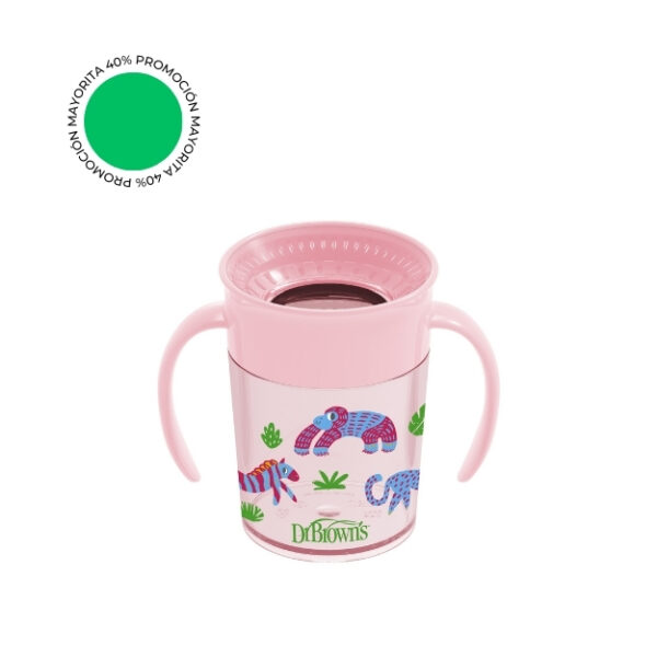 Vaso Con Asas “Cheers”, Rosa con estampado