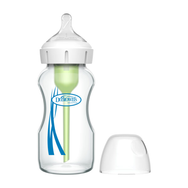 Biberón Anticólico de Vidrio 9oz/270ml Boca Ancha