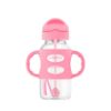 Biberón De Transición con Cañita y Asas De Silicona Boca Ancha 9 oz/270ml. Color Rosa