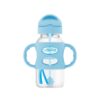 Biberón De Transición con Cañita y Asas De Silicona Boca Ancha 9 oz/270ml. Color Azul