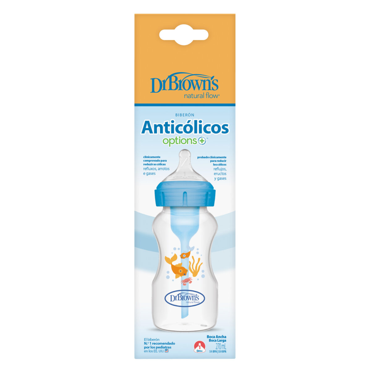 Biberón de Polipropileno Boca Ancha 9oz/270ml - Azul Nieve - Imagen 2