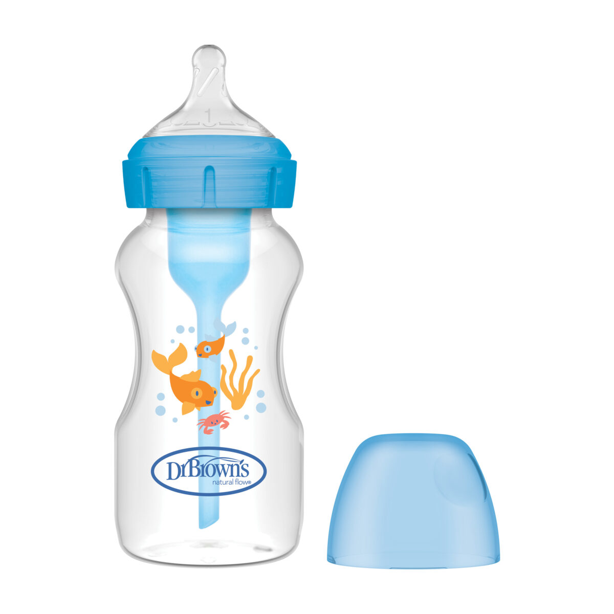 Biberón de Polipropileno Boca Ancha 9oz/270ml - Azul Nieve