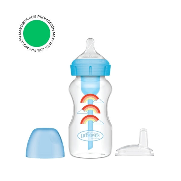 Kit de Transición 2 en 1 Boca Ancha Polipropileno 9 oz/270ml arcoiris AZUL