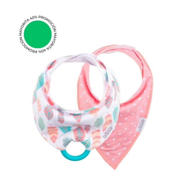 Set 2 Baberos bandana con Mordedor - Plumas/Puntos