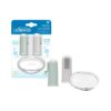 Set x2 Cepillos dedal de silicona con estuche protector gris y verde