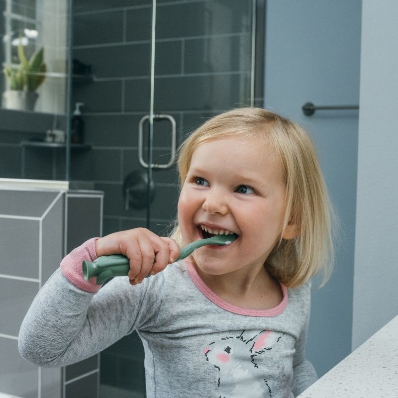 Cepillo de dientes para Bebés y Niños pequeños Dinosaurio verde
