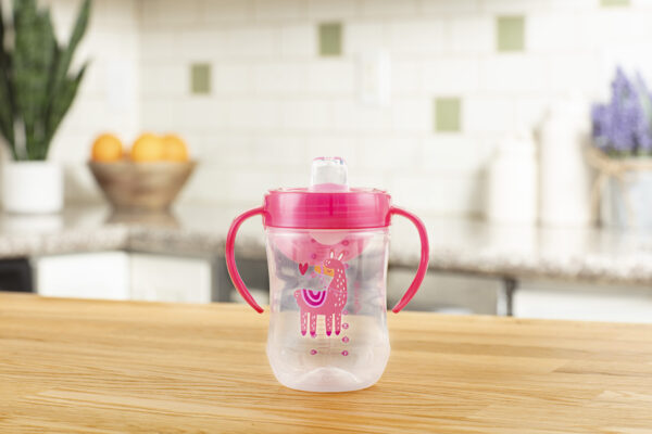 Vaso de niño de Boquilla Suave con Asas, Superhéroe Rosado 9oz/ 270ml - Imagen 2