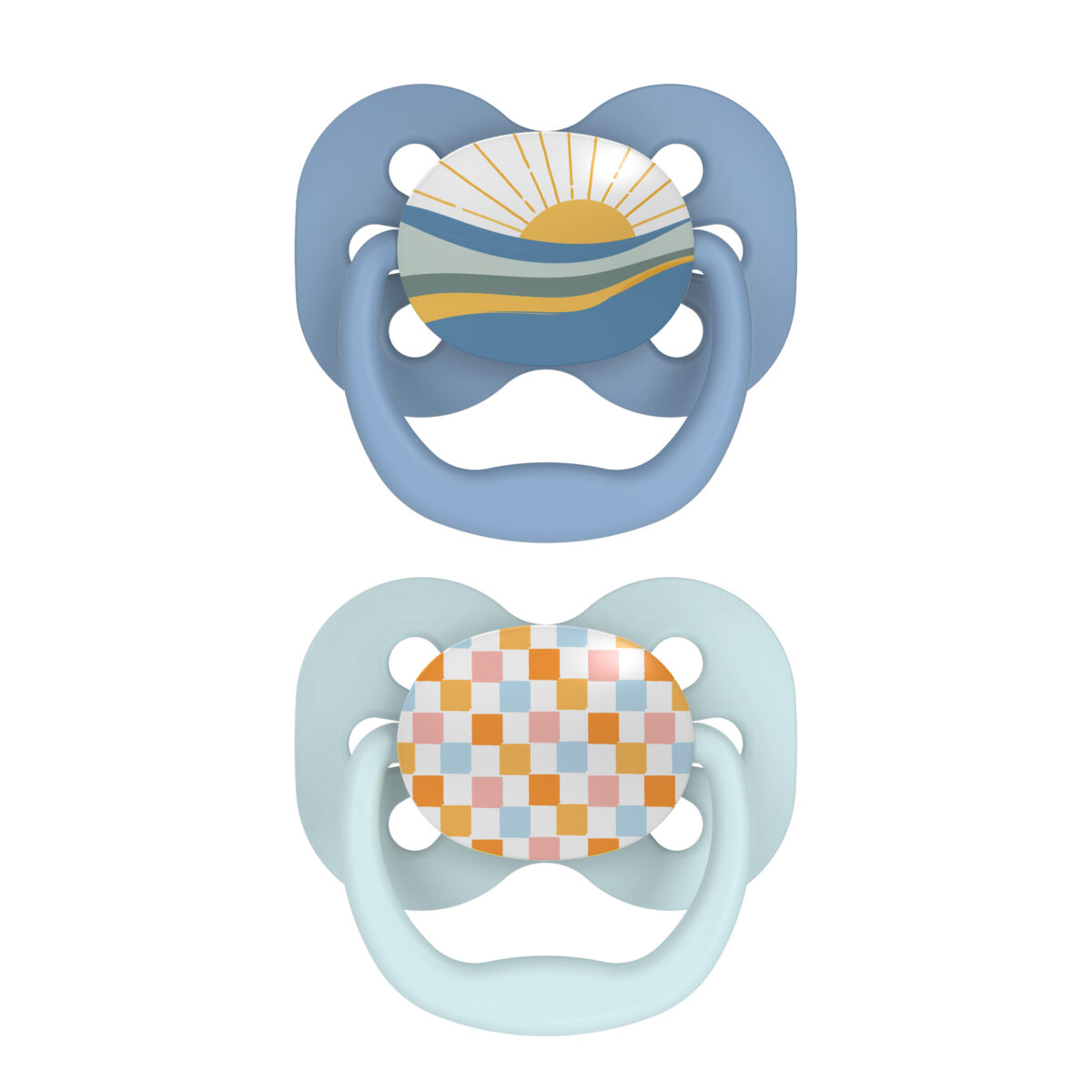 Set x2 Chupones Advantage de 0 a 6 meses - Diseño paisaje y tablero de ajedrez