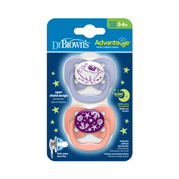 Set x2 Chupones Advantage de 0 a 6 meses - Lila y Rosa - Imagen 2