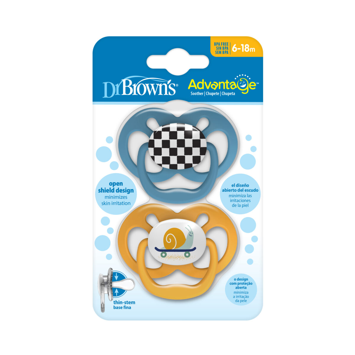 Set x2Chupones Advantage de 6 a 18 meses - Azul y Amarillo - Imagen 2