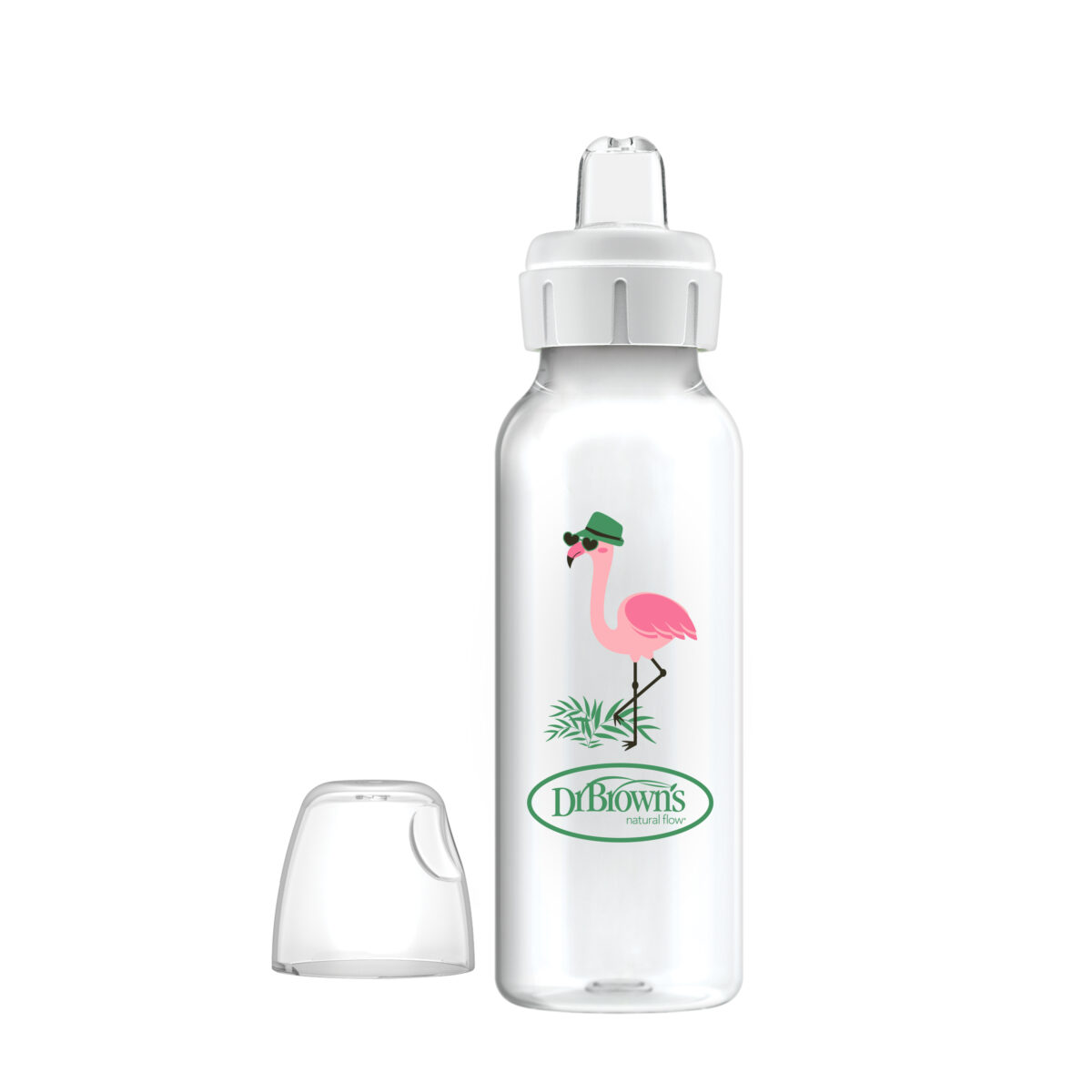 Biberón de Polipropileno de Transición Boca Estrecha con Boquilla 8oz/250ml - Flamenco