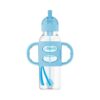 Biberón de Transición con Cañita y Asas de Silicona Boca Estrecha 8oz/250ml. Color Azul