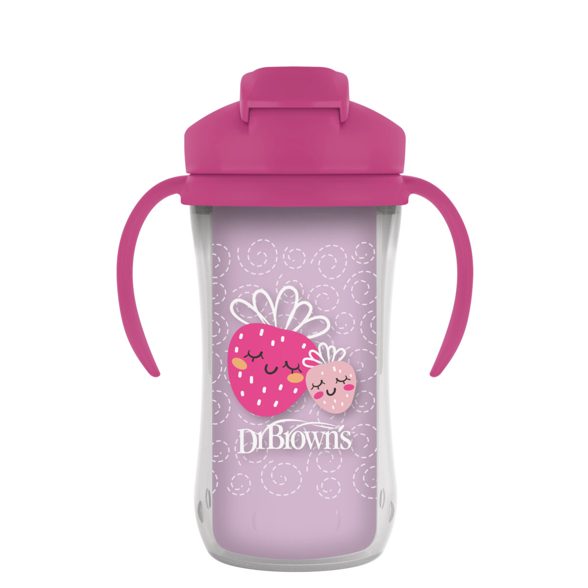 Vaso con cañita 10 oz/300ml con asas - Rosado