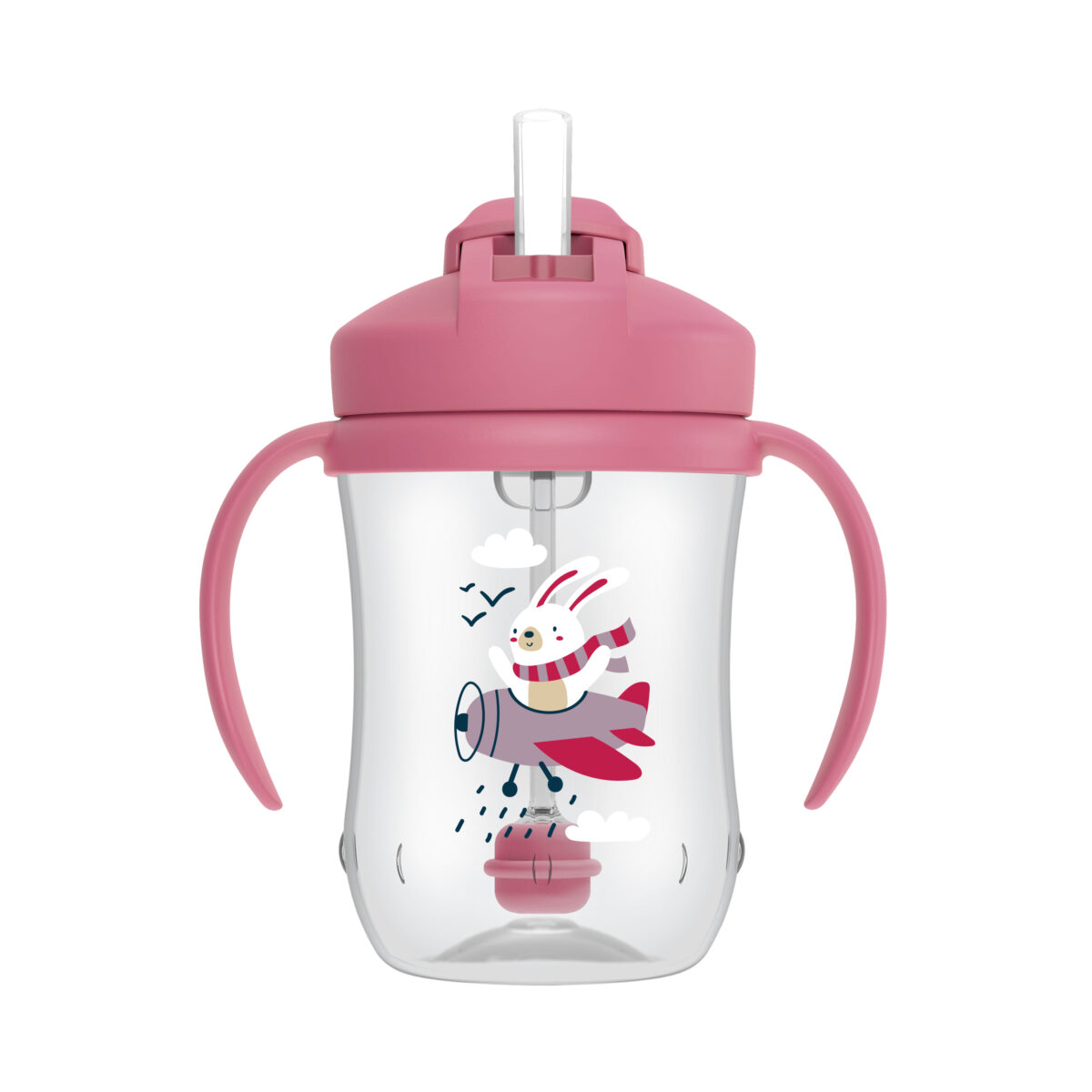 Vaso de Transición con cañita de 9 oz. Color: Rosado