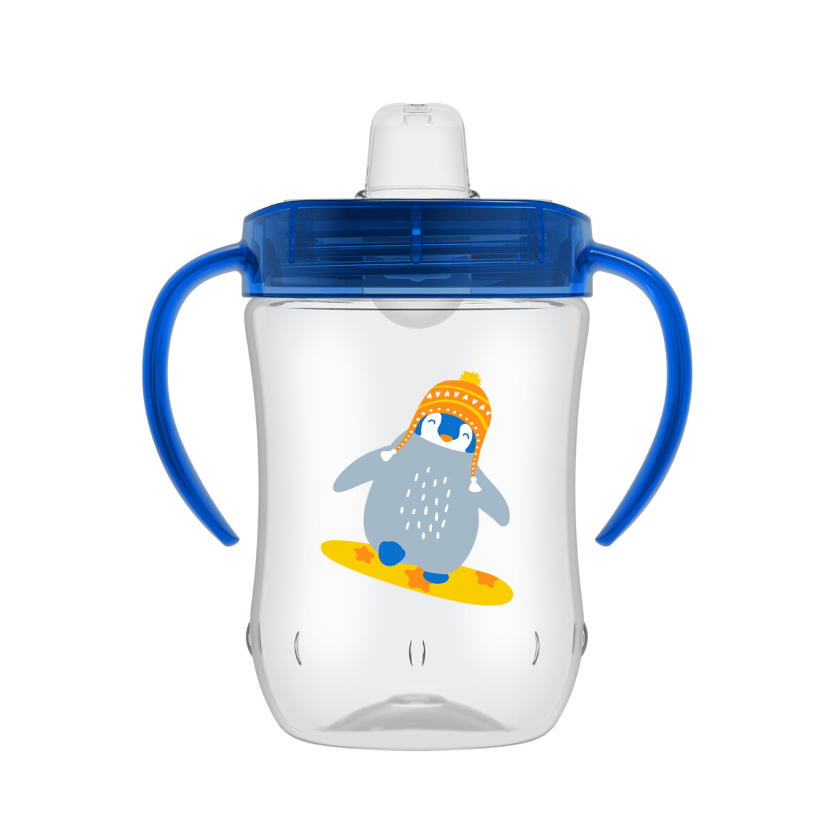 Vaso de niño de Boquilla Suave con Asas, Pinguino Azul 9oz/ 270ml