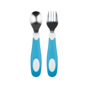 Set de cuchara y tenedor de agarre suave - Azul