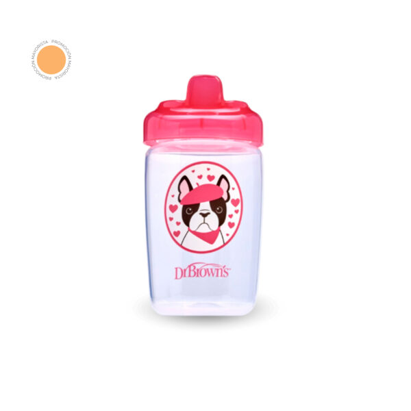 Vaso de transición Antiderrame con boquilla dura de 12 oz/350ml perro rosado