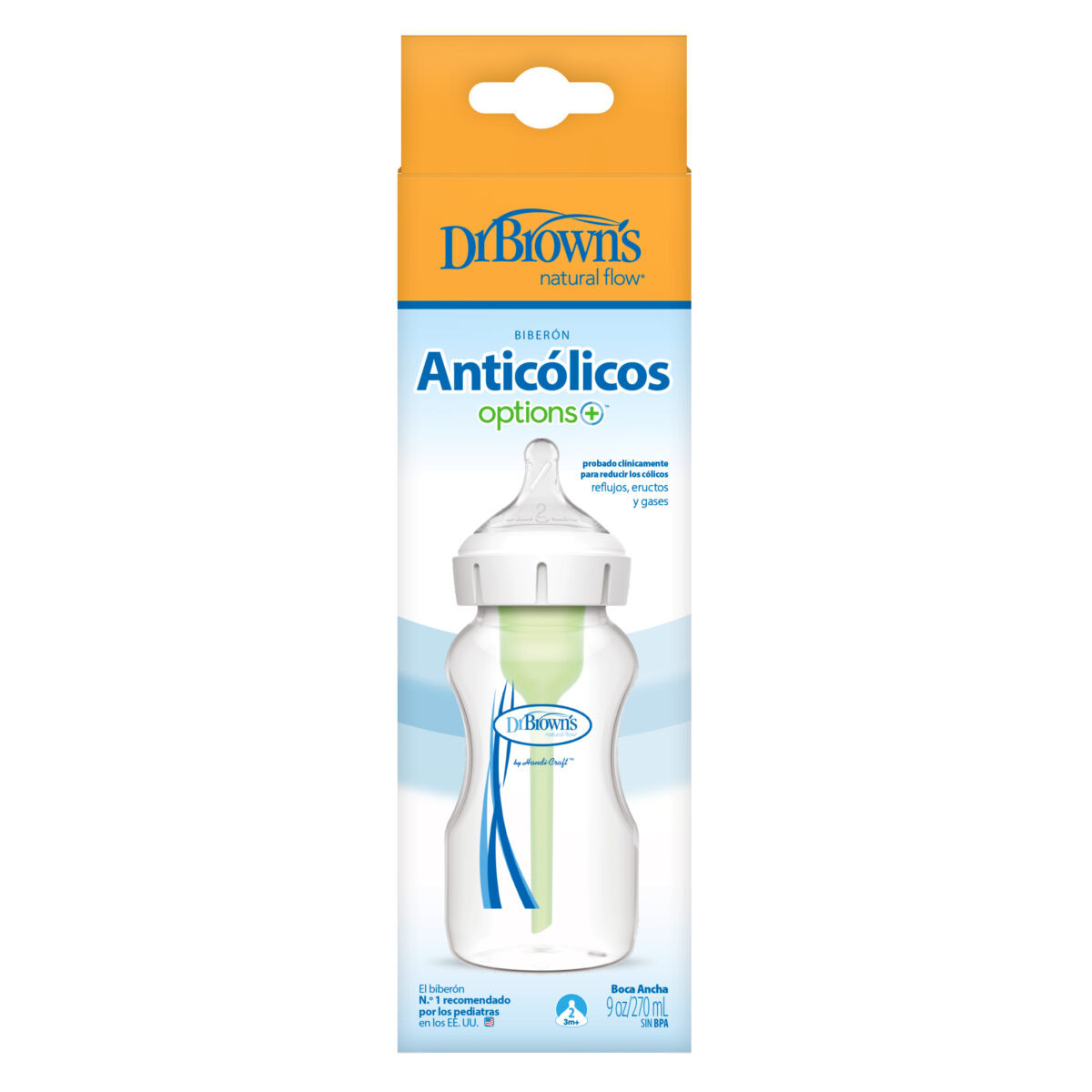 Biberón Options+ Boca Ancha Polipropileno de 9 oz + Tetina de nivel 2 - Imagen 2