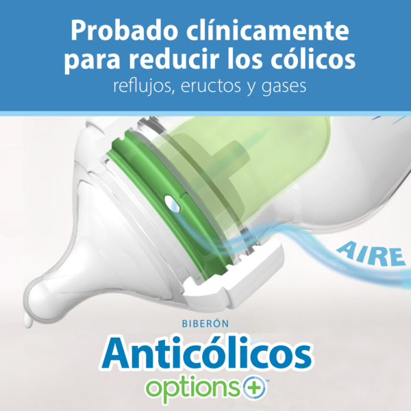 Biberón Options+ Boca Ancha Polipropileno de 9 oz + Tetina de nivel 2 - Imagen 3