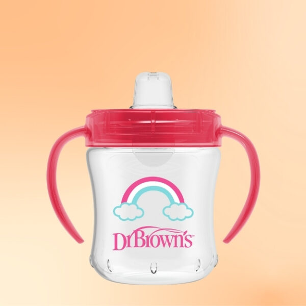 Vaso de Transición Antiderrame con boquilla Suave 6 oz/180ml color rosa