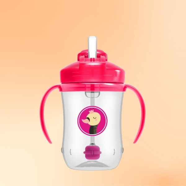 Vaso de Transición con cañita de 9 oz. Color: Rosado
