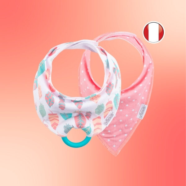 Set 2 Baberos bandana con Mordedor - Plumas/Puntos