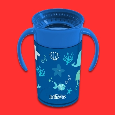 Vaso Cheers 360º con asas, 10oz/300 ml, océano azul